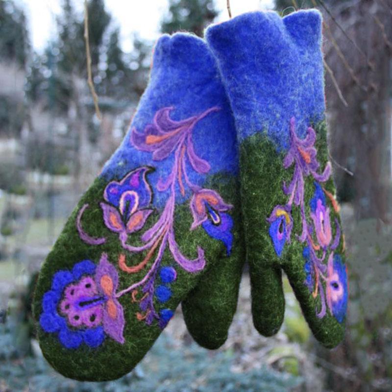 Christmas Flower Embroidered Hand Warmers