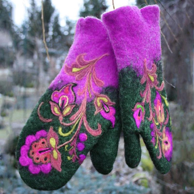Christmas Flower Embroidered Hand Warmers