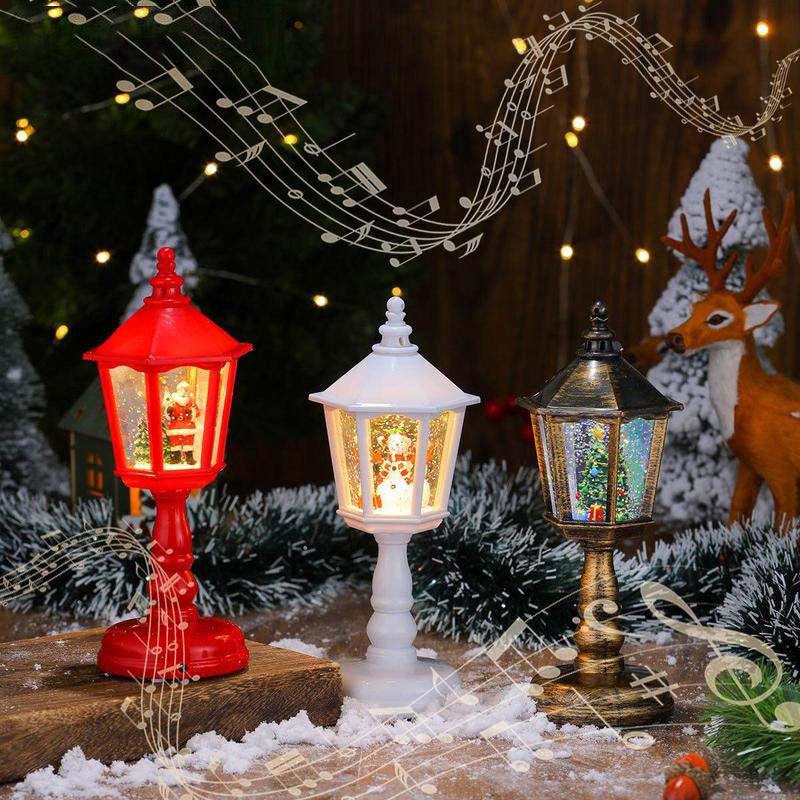 Christmas Lantern Snow Globe with Swirling Glitter