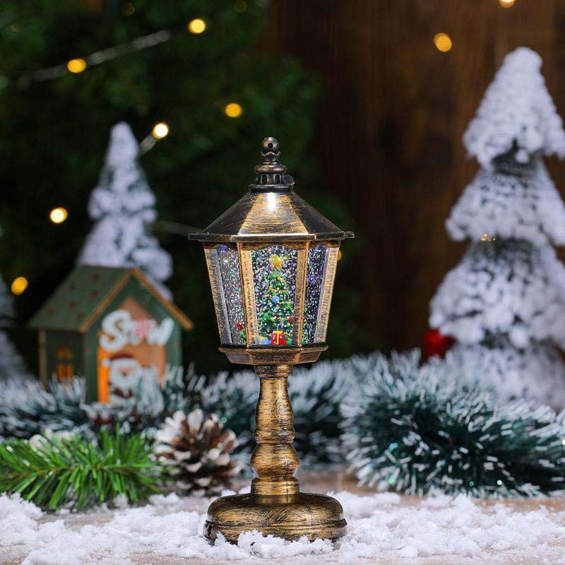 Christmas Lantern Snow Globe with Swirling Glitter
