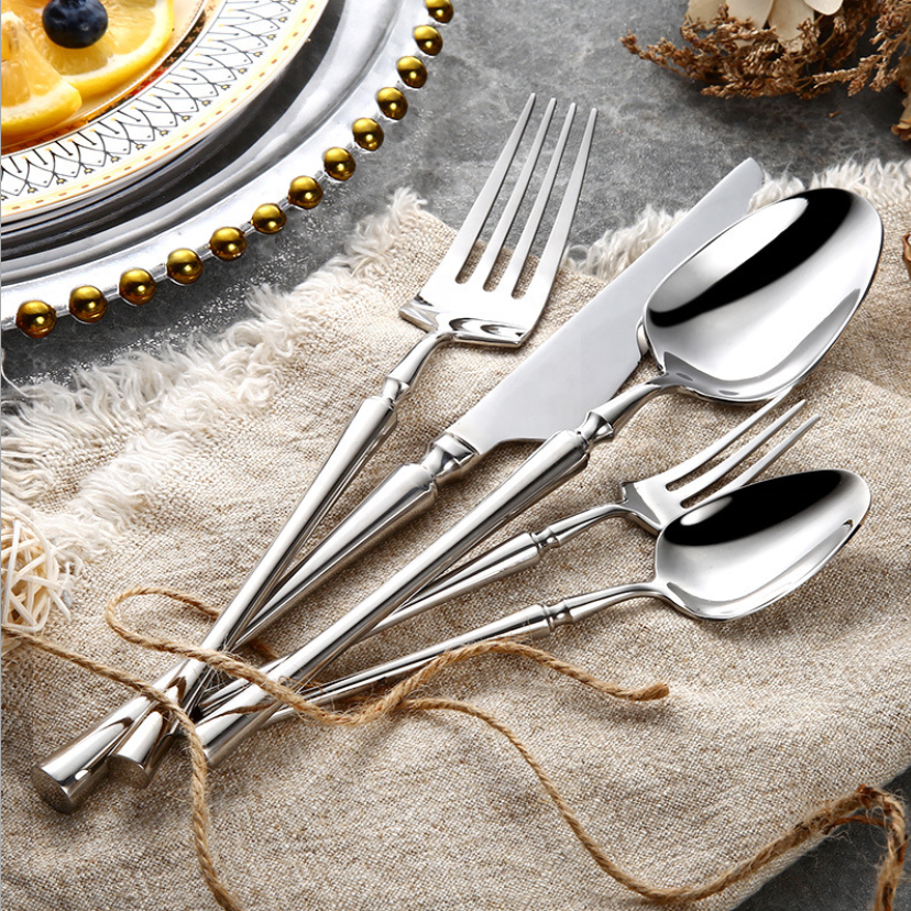 Classic Stainless Steel Flatware Set with Elegant Handles