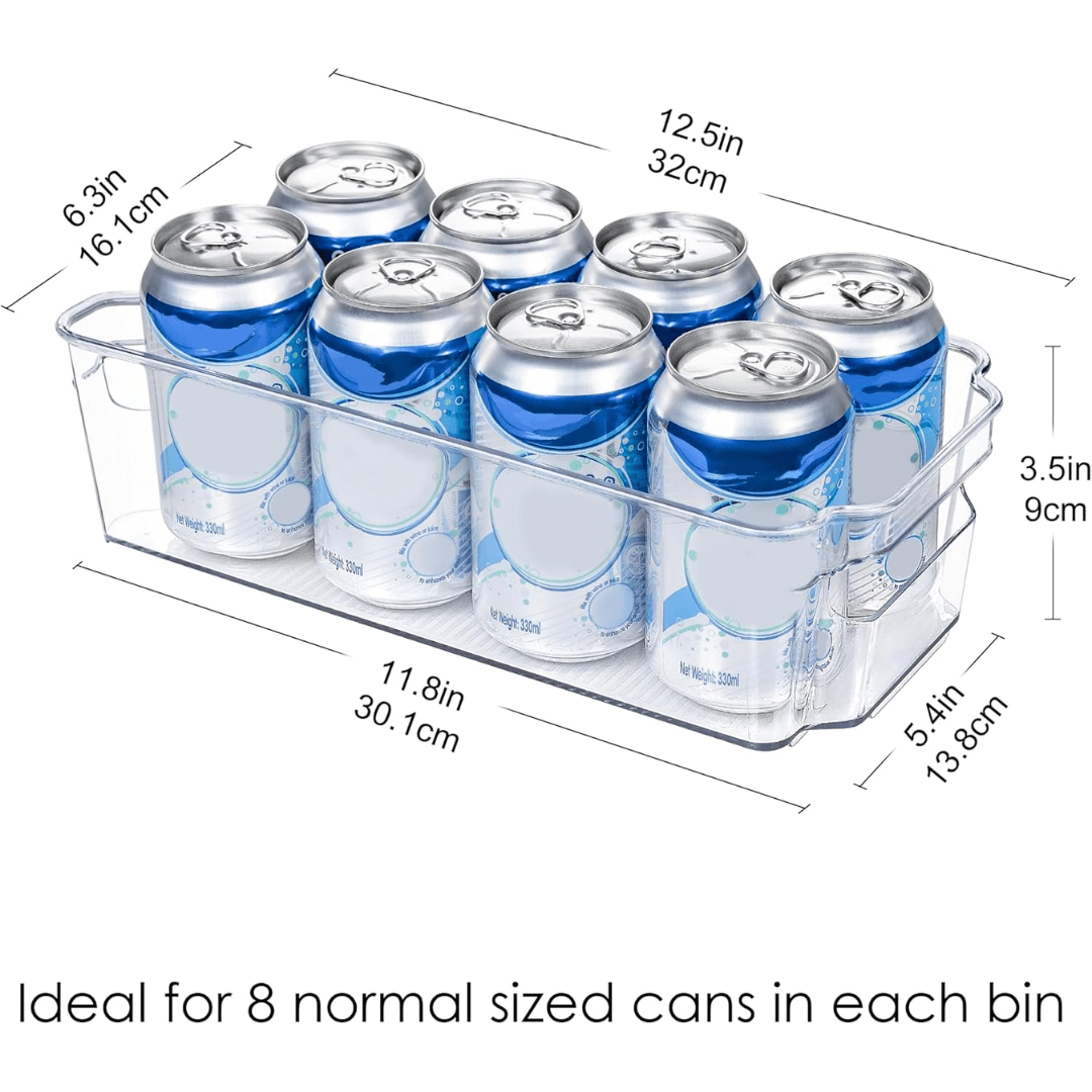 Clear refrigerator and kitchen storage organizer bins