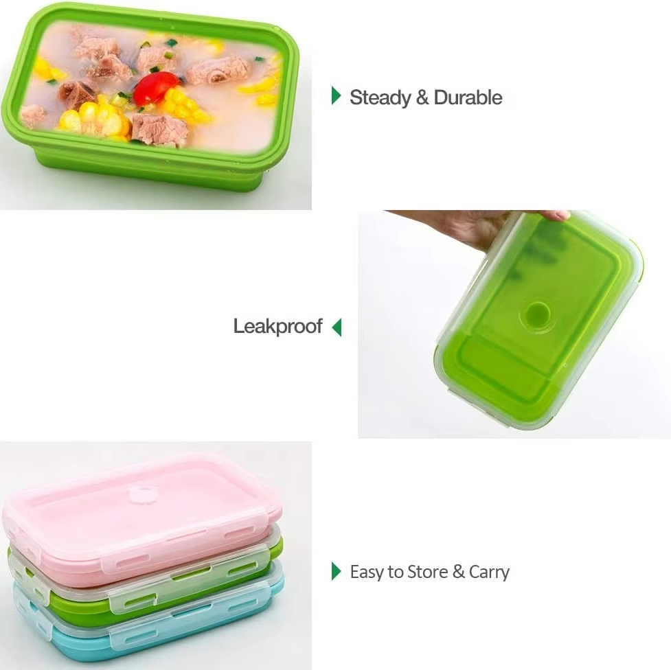 Collapsible Silicone Food Storage Containers with Lids – 3 Pack Set, 1,200ml