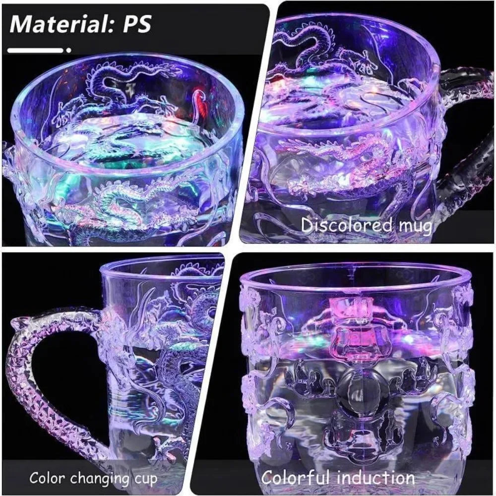 Color-Changing LED Dragon Mug – Water-Activated Light-Up Cup for Beer, Coffee, Wine & More