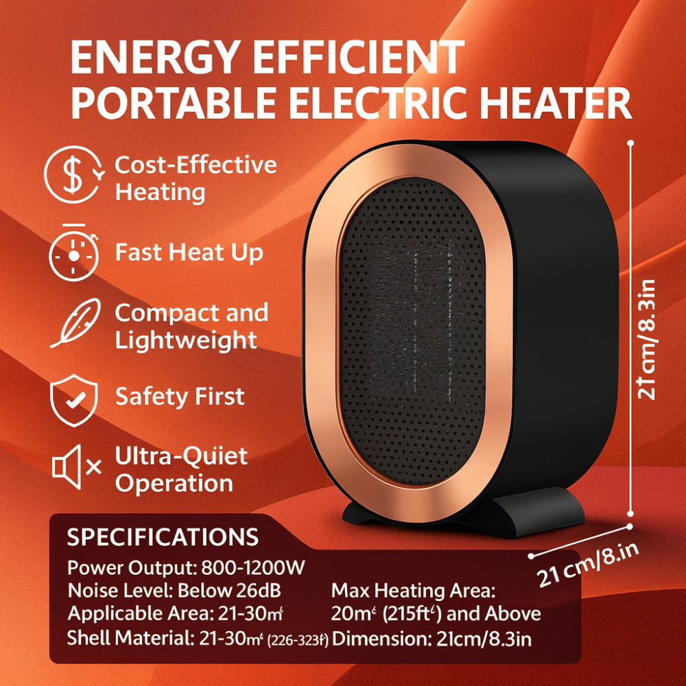Compact Ceramic Space Heater – Energy Efficient Portable Electric Heater