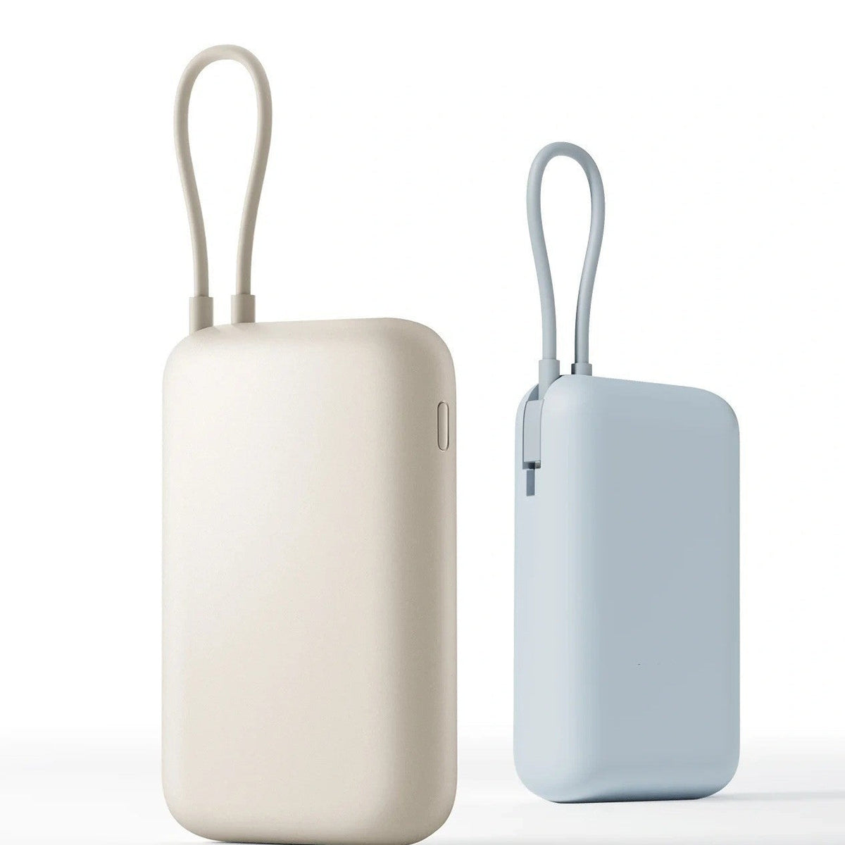 Compact High-Capacity Portable Power Bank with Built-In USB-C Cable and Silicone Carry Loop