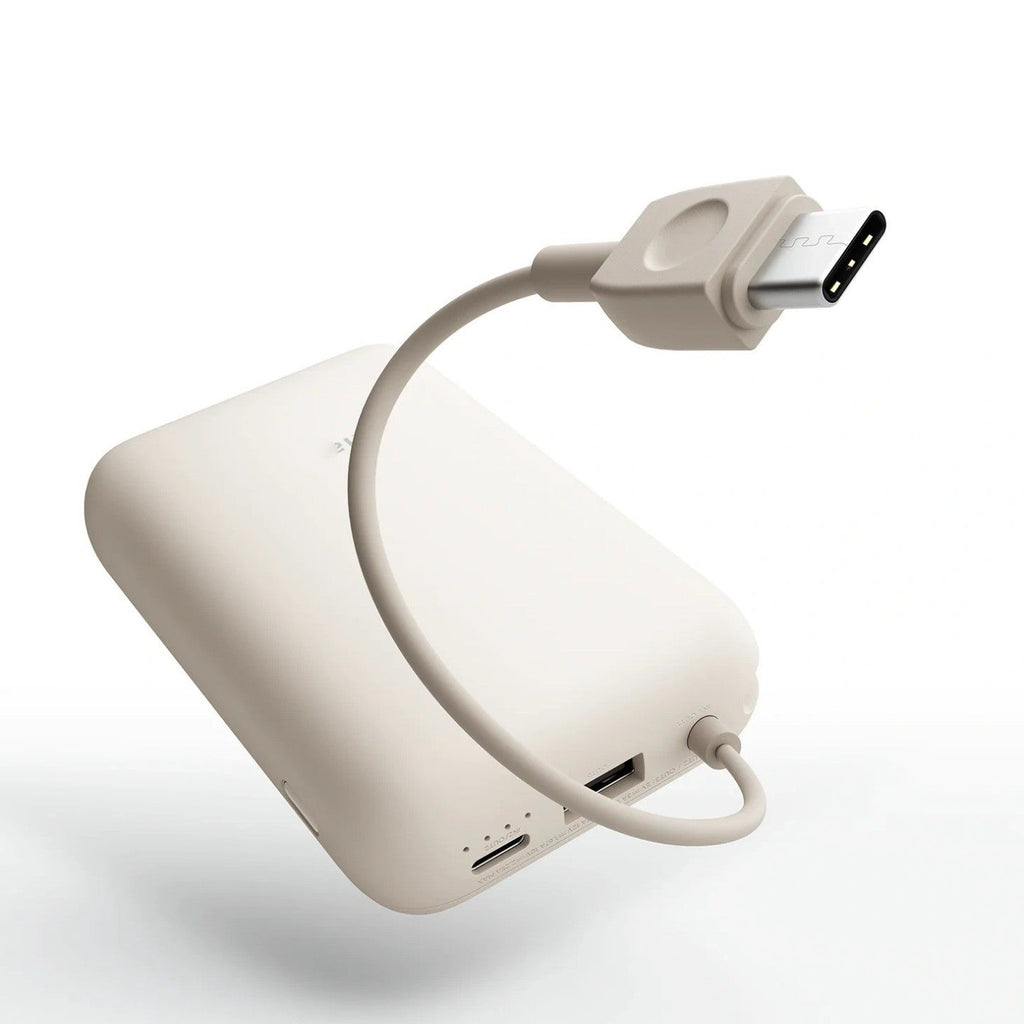 Compact High-Capacity Portable Power Bank with Built-In USB-C Cable and Silicone Carry Loop