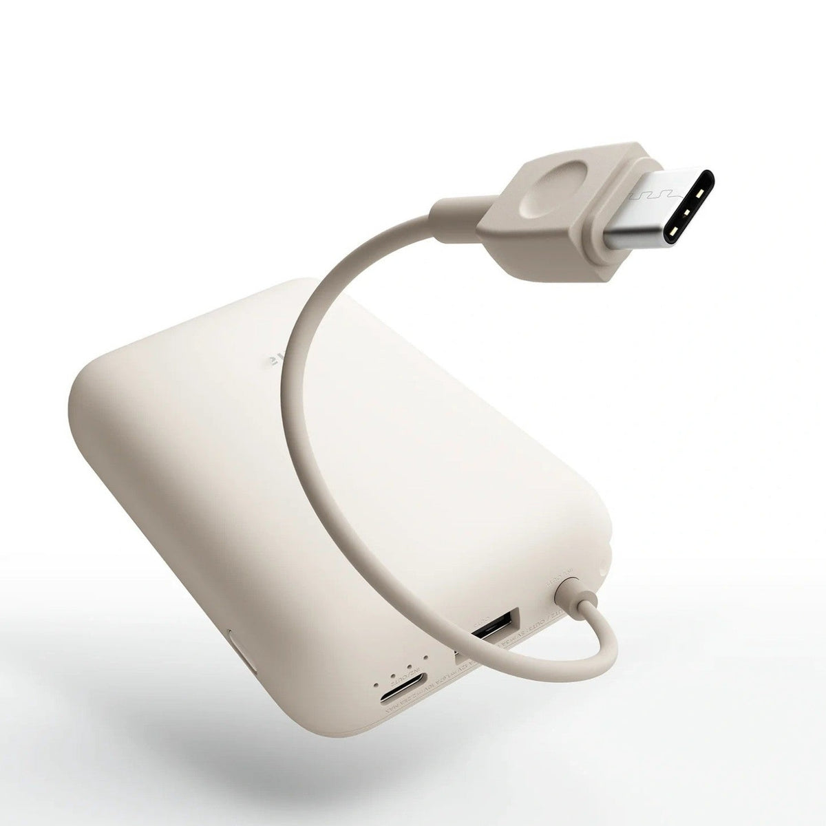 Compact High-Capacity Portable Power Bank with Built-In USB-C Cable and Silicone Carry Loop
