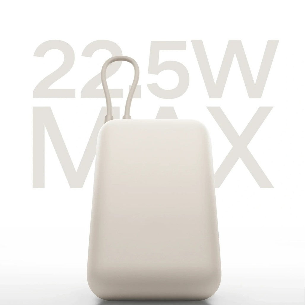 Compact High-Capacity Portable Power Bank with Built-In USB-C Cable and Silicone Carry Loop