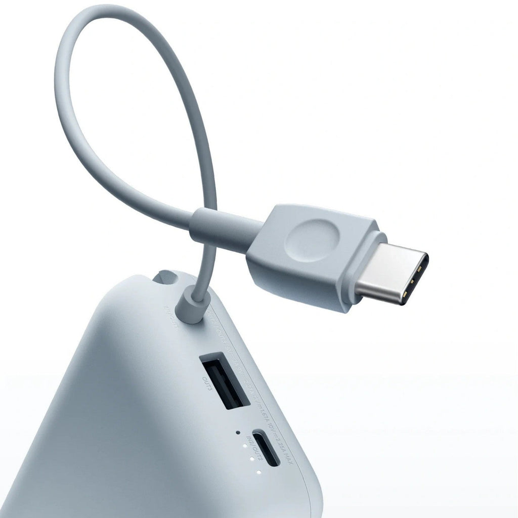 Compact High-Capacity Portable Power Bank with Built-In USB-C Cable and Silicone Carry Loop