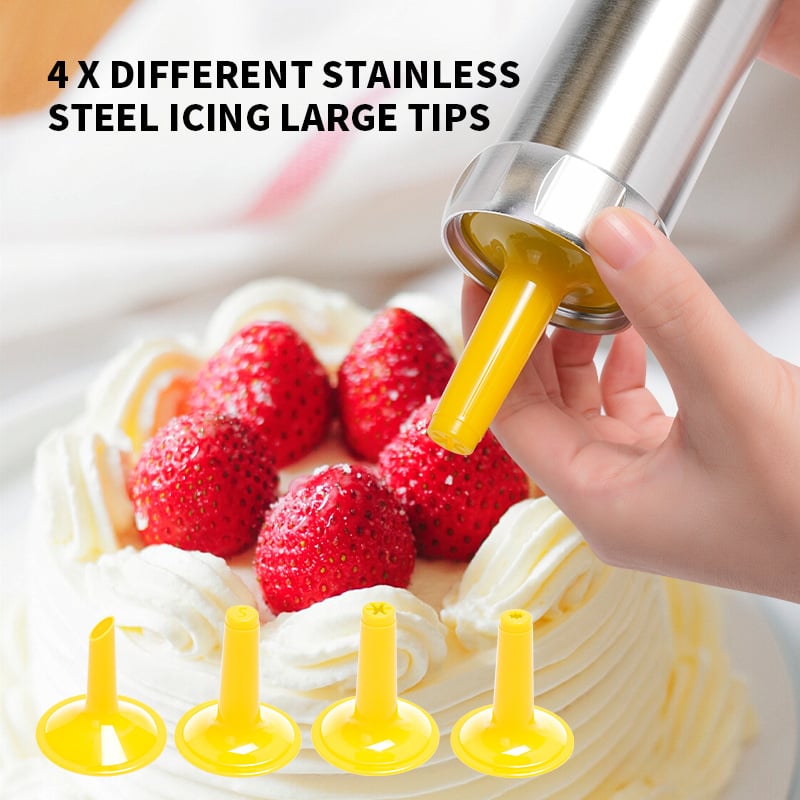 Cookie Press Kit with 20 Stainless Steel Discs & 4 Nozzles – Adjustable Size & Easy Clean