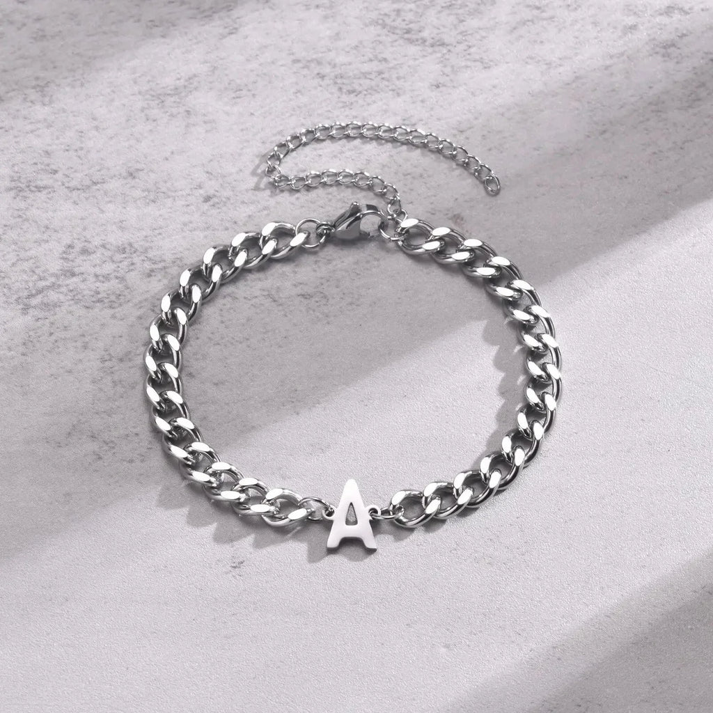 Couples Letter Initial Cuban Bracelet