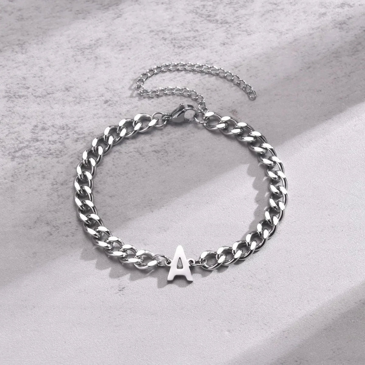 Couples Letter Initial Cuban Bracelet