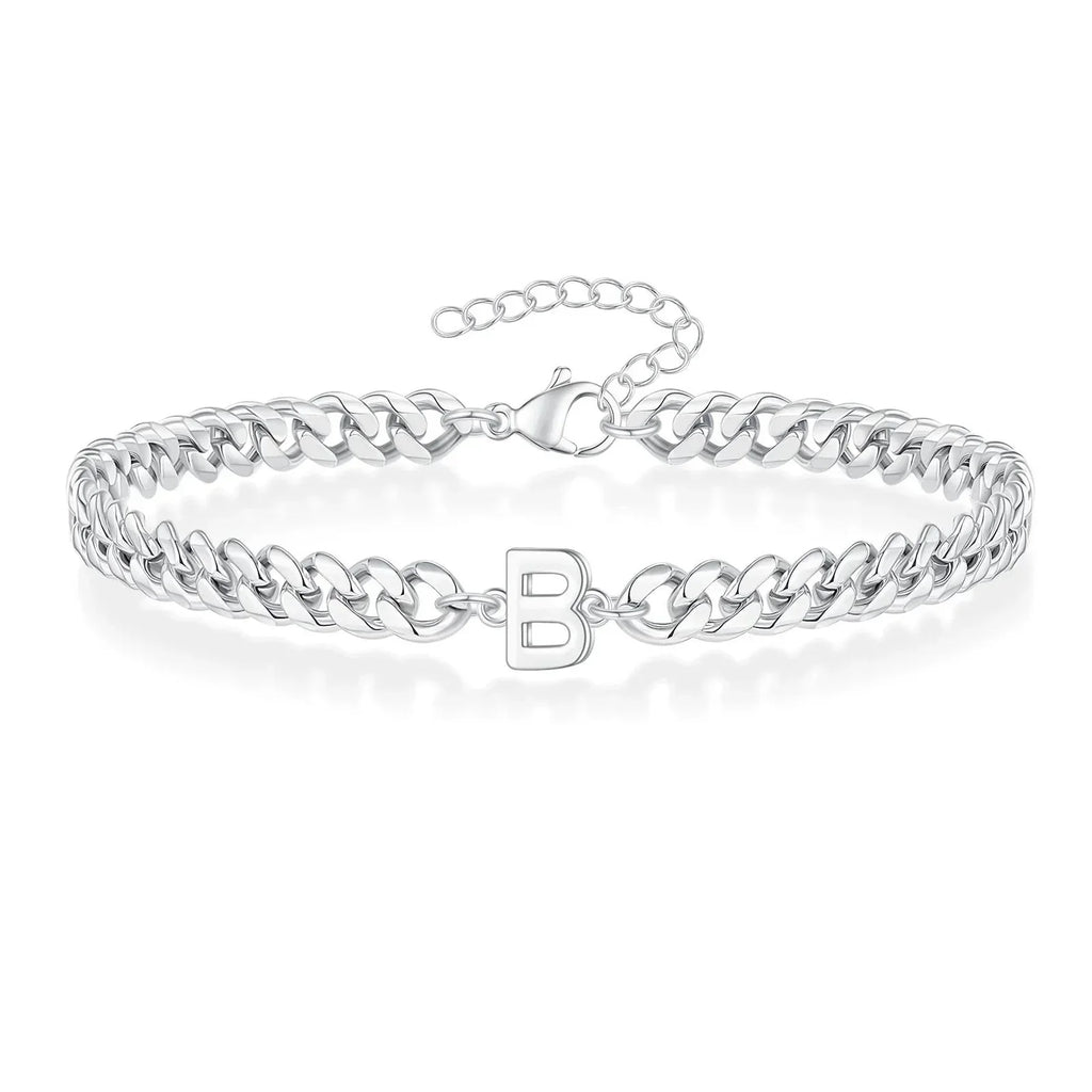 Couples Letter Initial Cuban Bracelet