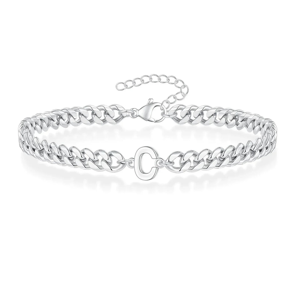Couples Letter Initial Cuban Bracelet