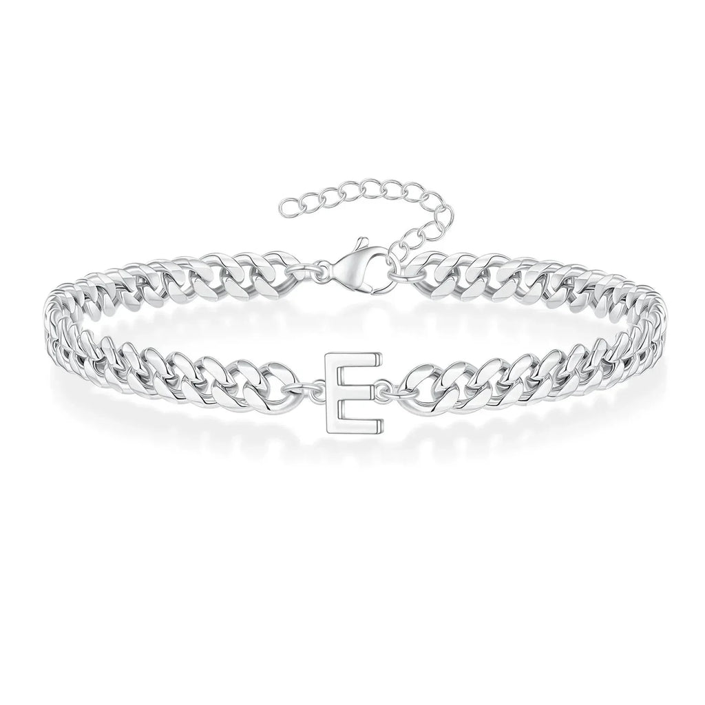 Couples Letter Initial Cuban Bracelet