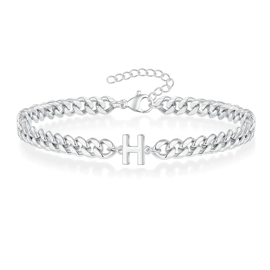 Couples Letter Initial Cuban Bracelet