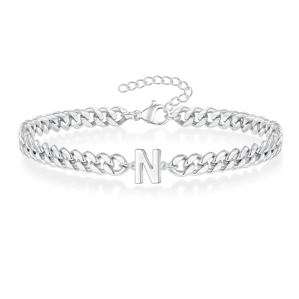 Couples Letter Initial Cuban Bracelet