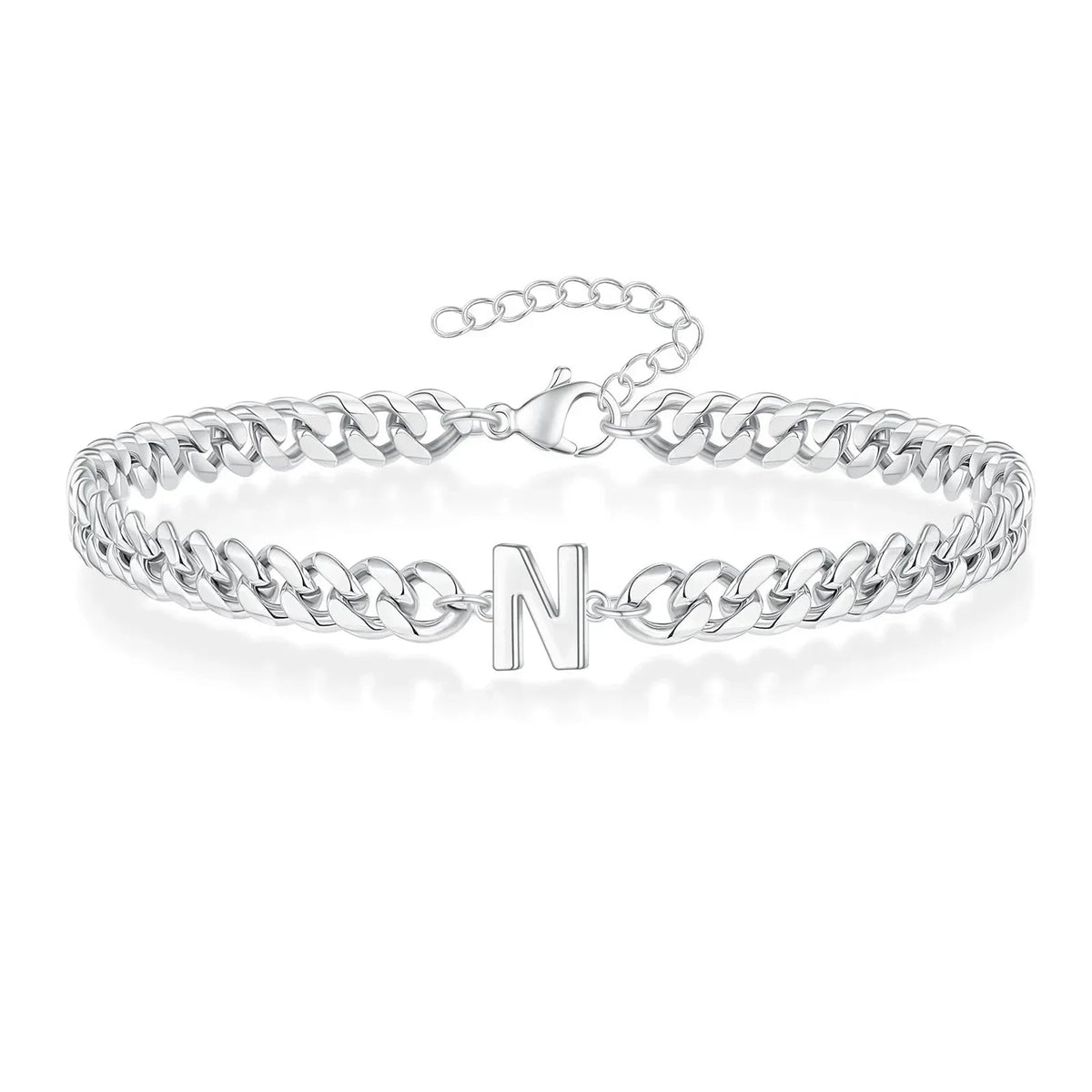 Couples Letter Initial Cuban Bracelet