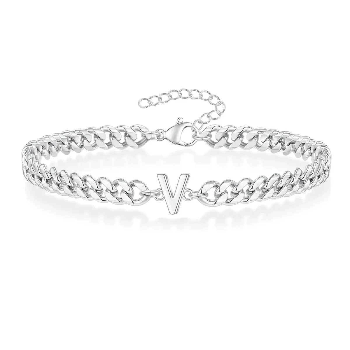 Couples Letter Initial Cuban Bracelet