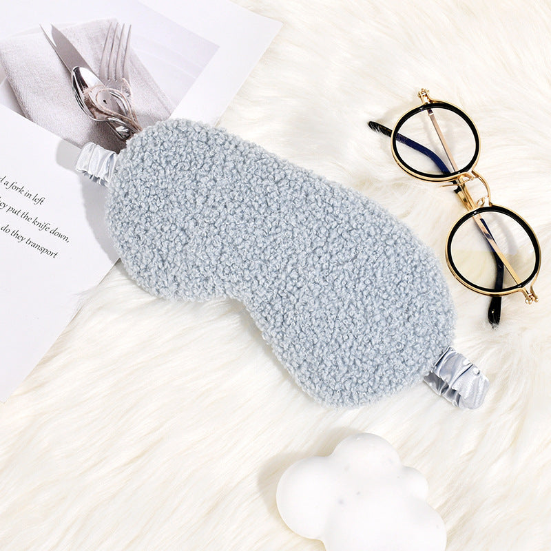 Cozy Teddy Fleece Sleep Mask with Adjustable Satin Band