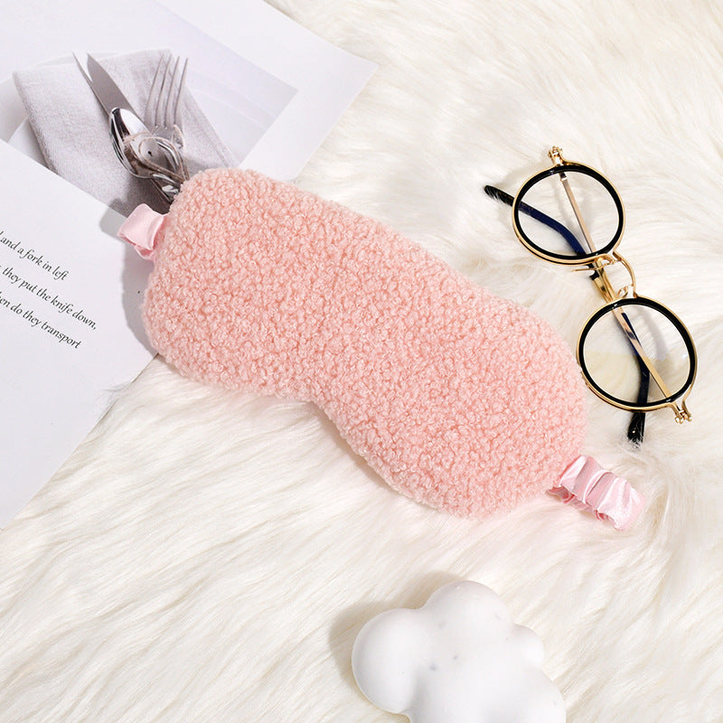 Cozy Teddy Fleece Sleep Mask with Adjustable Satin Band