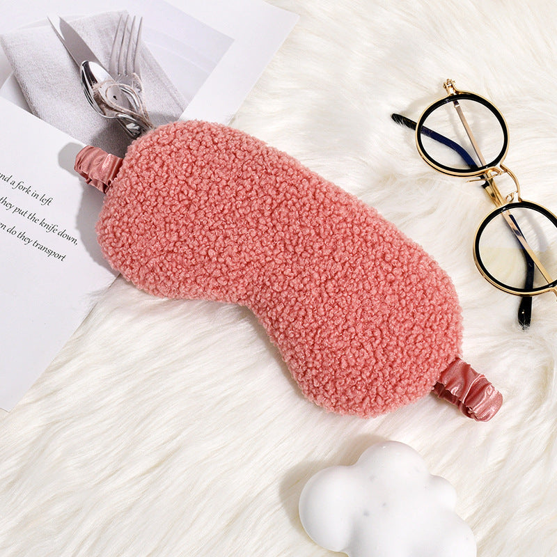 Cozy Teddy Fleece Sleep Mask with Adjustable Satin Band