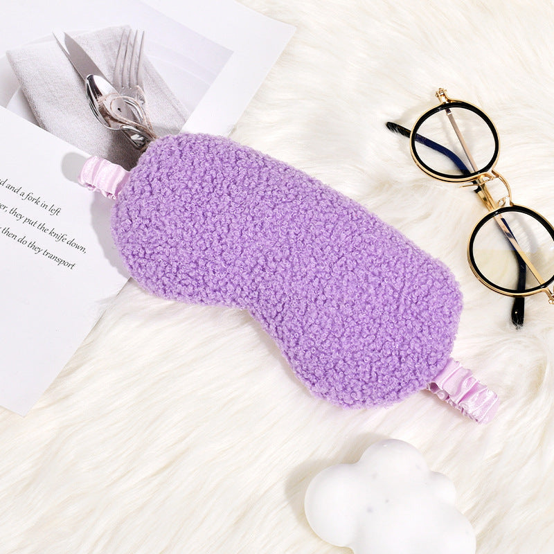 Cozy Teddy Fleece Sleep Mask with Adjustable Satin Band