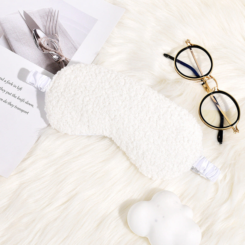 Cozy Teddy Fleece Sleep Mask with Adjustable Satin Band