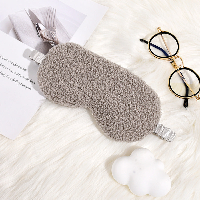 Cozy Teddy Fleece Sleep Mask with Adjustable Satin Band