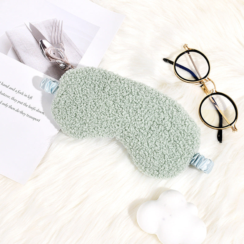 Cozy Teddy Fleece Sleep Mask with Adjustable Satin Band