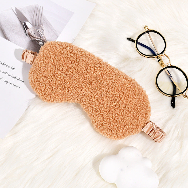 Cozy Teddy Fleece Sleep Mask with Adjustable Satin Band