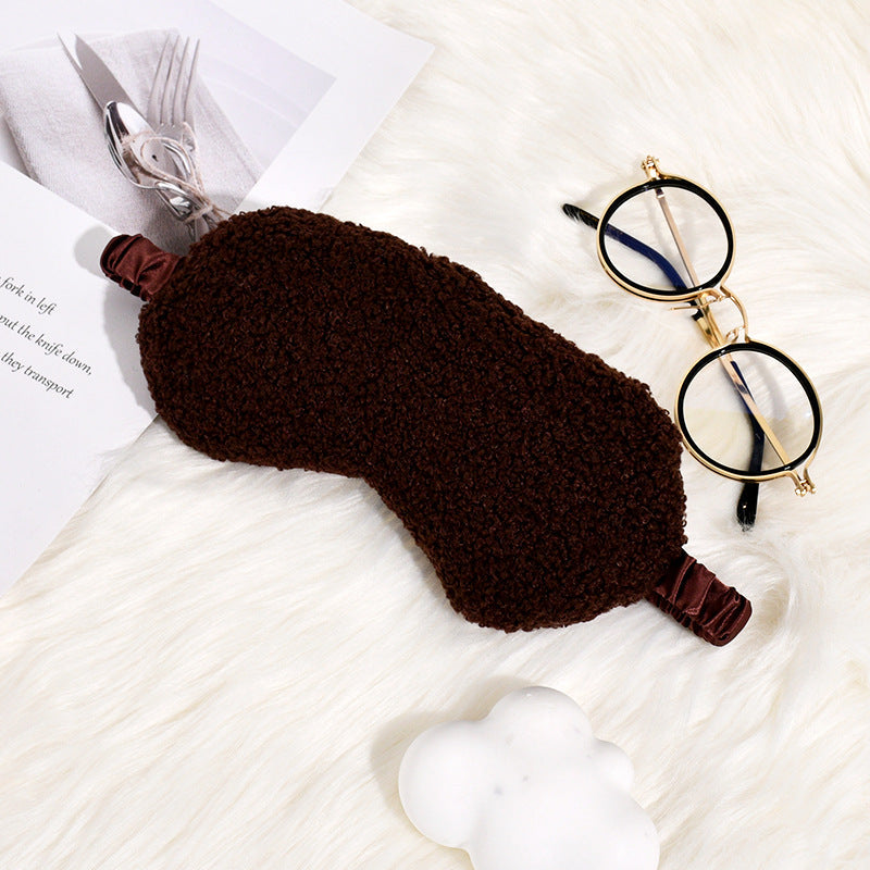 Cozy Teddy Fleece Sleep Mask with Adjustable Satin Band