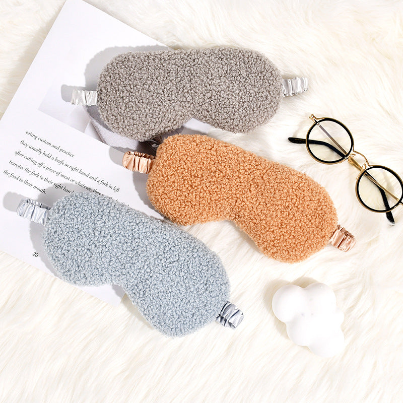 Cozy Teddy Fleece Sleep Mask with Adjustable Satin Band