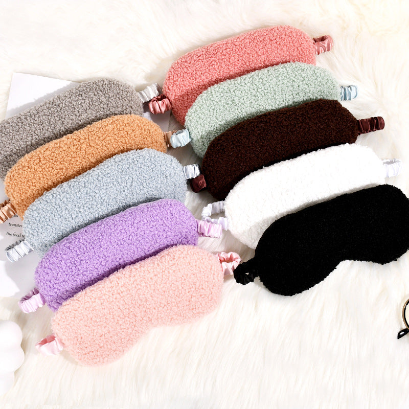 Cozy Teddy Fleece Sleep Mask with Adjustable Satin Band