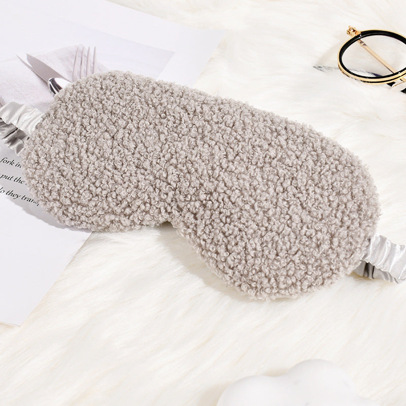 Cozy Teddy Fleece Sleep Mask with Adjustable Satin Band