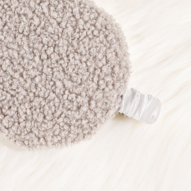 Cozy Teddy Fleece Sleep Mask with Adjustable Satin Band