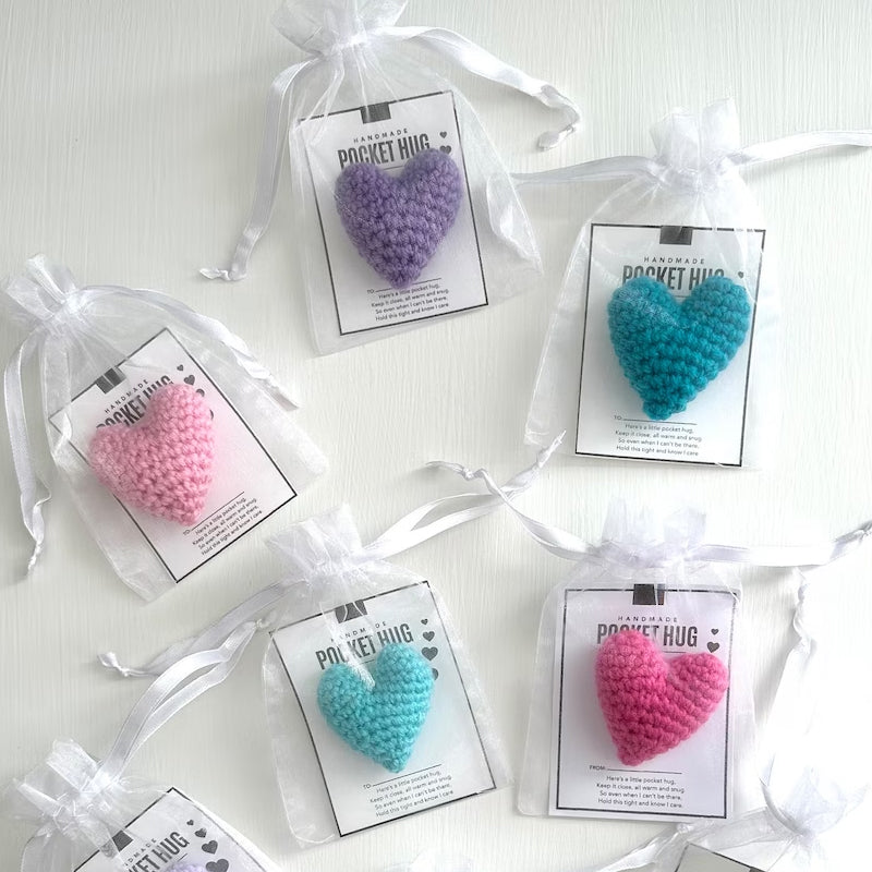Crocheted Heart Pocket Hug – Handmade Small Gift
