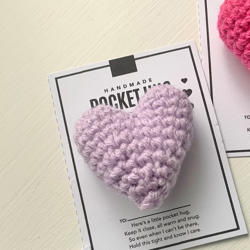 Crocheted Heart Pocket Hug – Handmade Small Gift