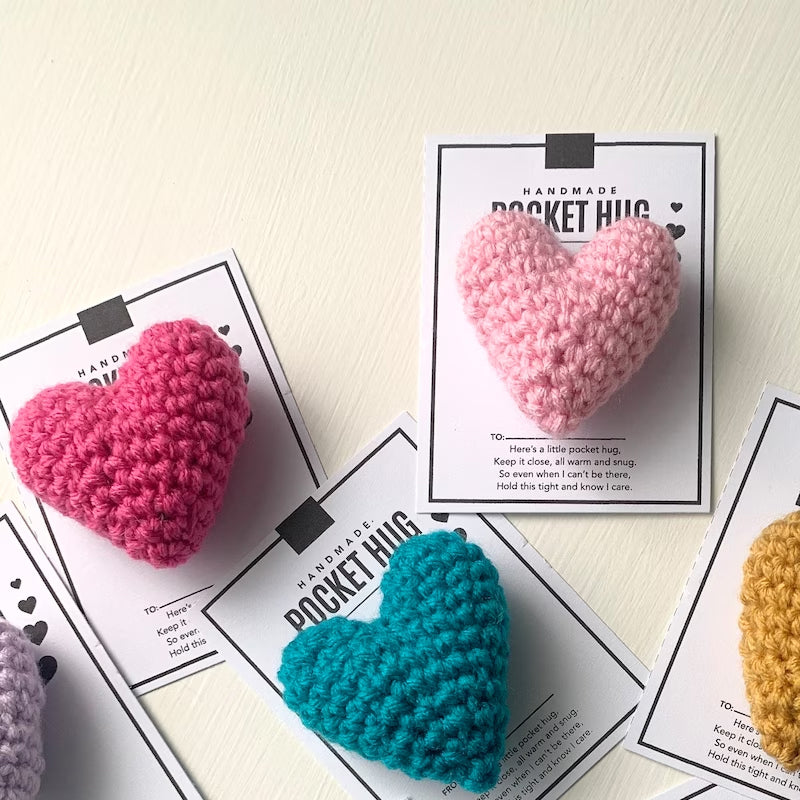 Crocheted Heart Pocket Hug – Handmade Small Gift