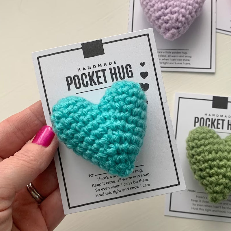 Crocheted Heart Pocket Hug – Handmade Small Gift