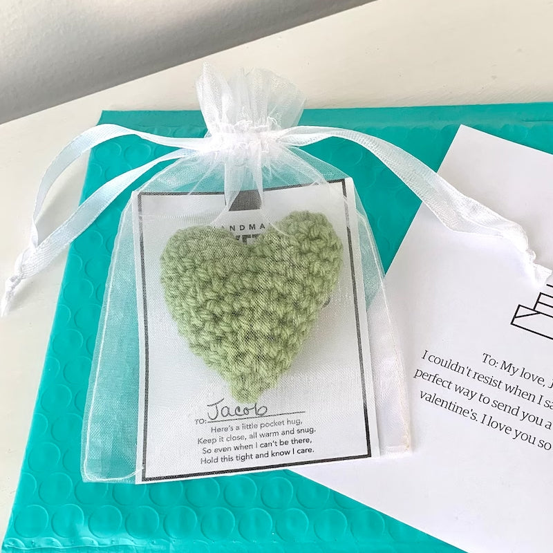 Crocheted Heart Pocket Hug – Handmade Small Gift
