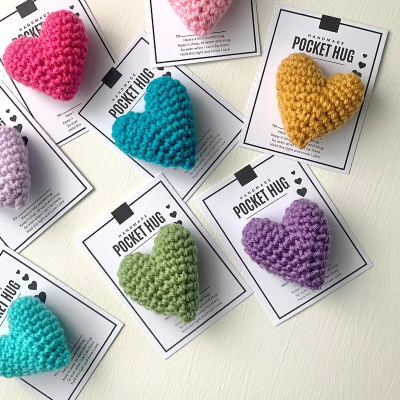 Crocheted Heart Pocket Hug – Handmade Small Gift