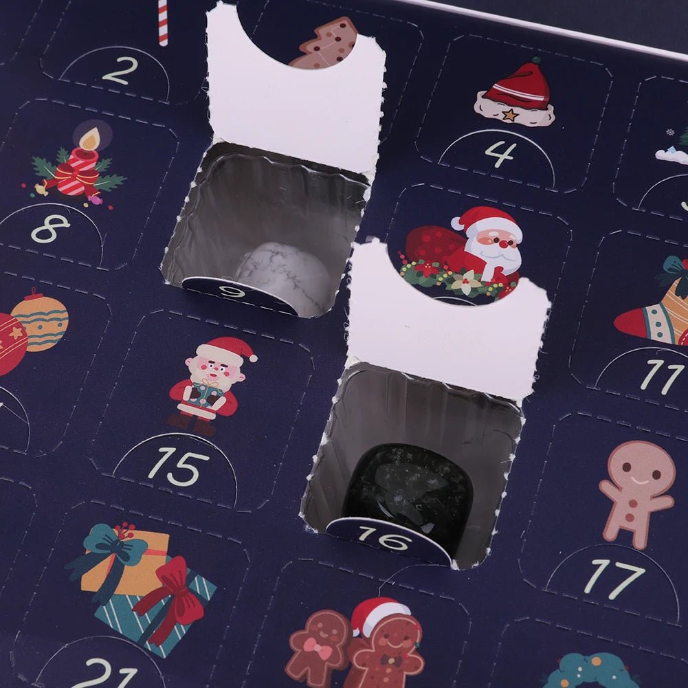 Crystal advent calendar with 24 natural gemstones, children's advent calendar with collectible tumbled stones and crysta
