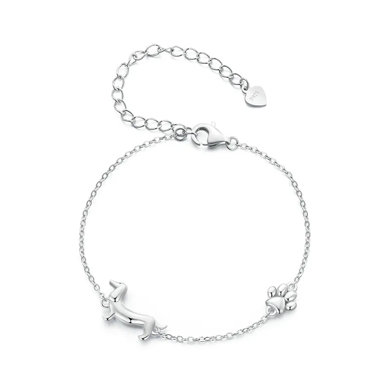 Dachshund Charm Bracelet – Sterling Silver Adjustable Bracelet for Dog Lovers