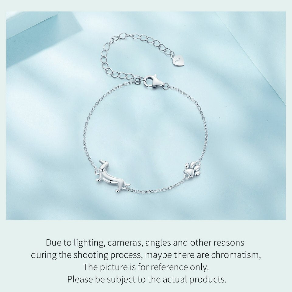 Dachshund Charm Bracelet – Sterling Silver Adjustable Bracelet for Dog Lovers