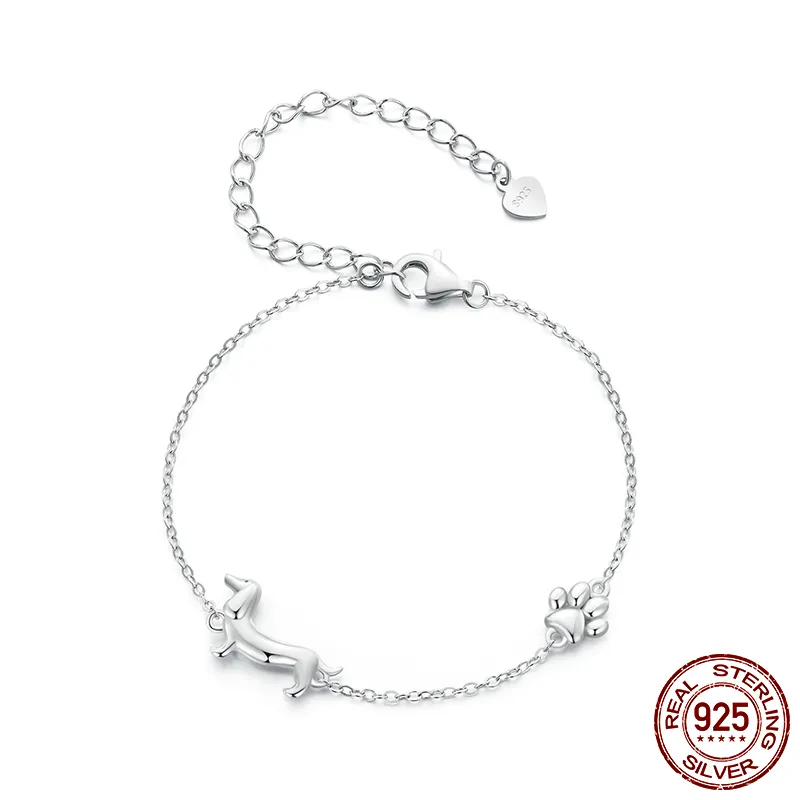 Dachshund Charm Bracelet – Sterling Silver Adjustable Bracelet for Dog Lovers