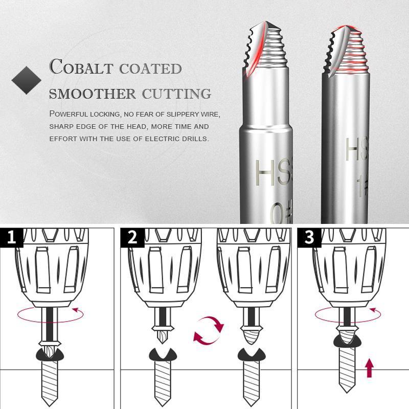 Damaged Screw Extractor Set – Heavy-Duty HSS Steel