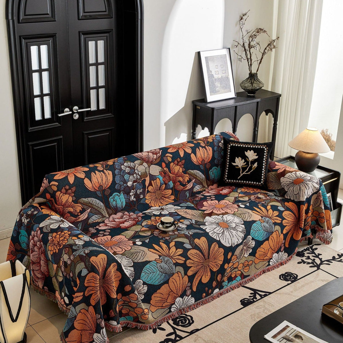 Decorative Couch Cover with Fringed Edges