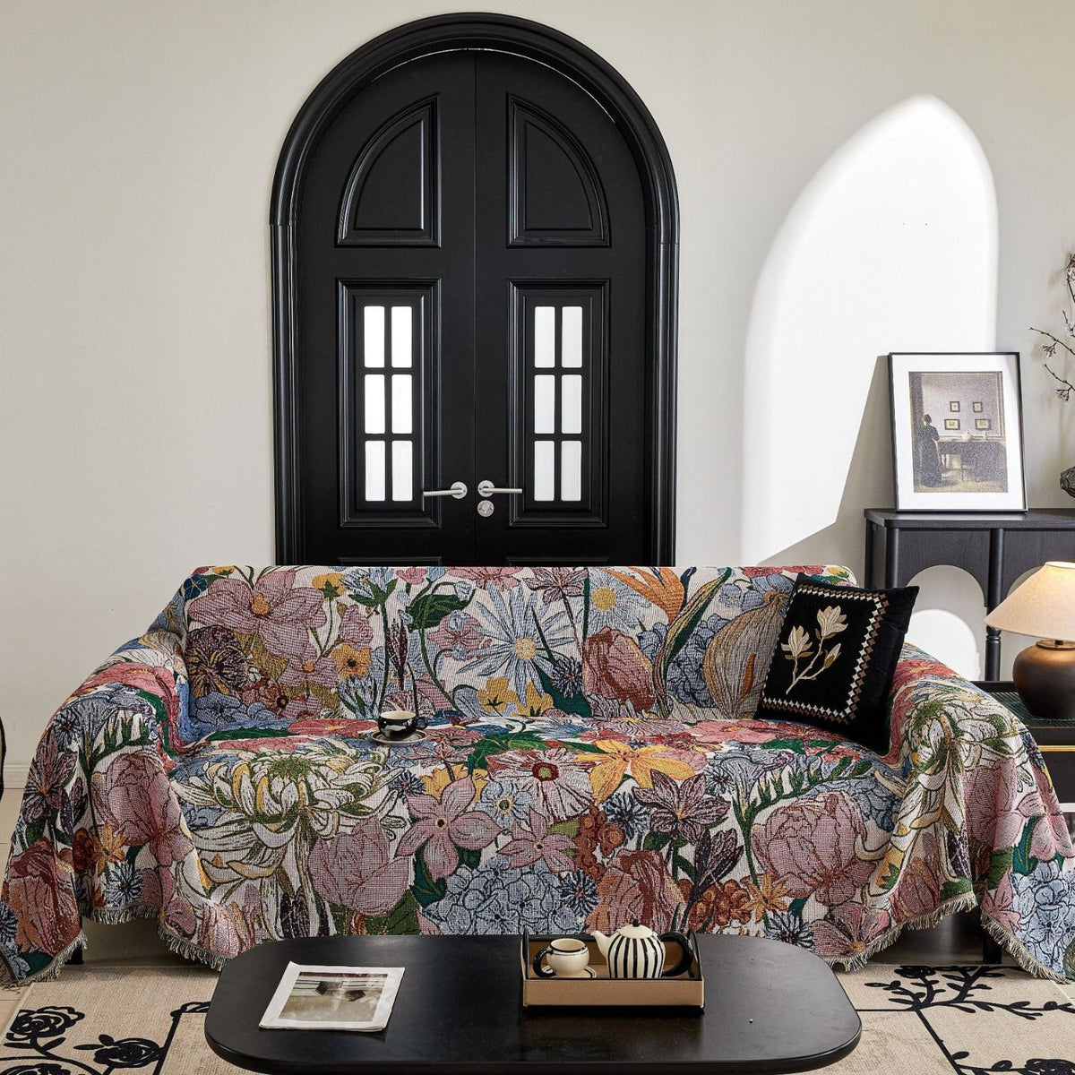 Decorative Couch Cover with Fringed Edges